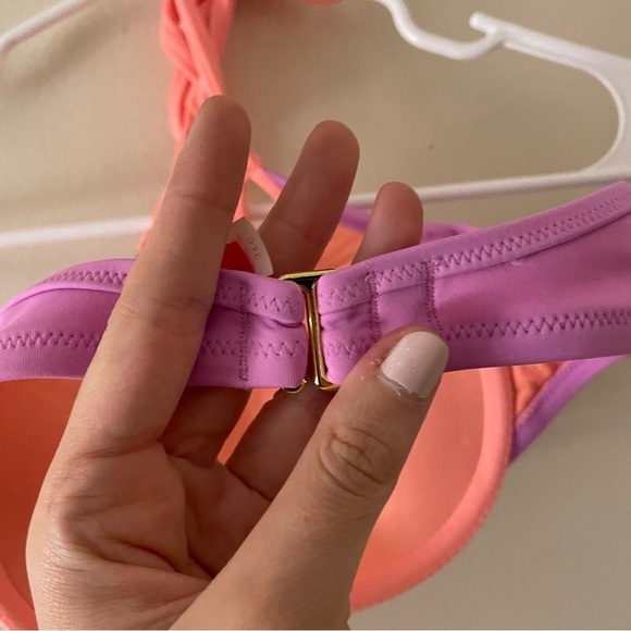 Victoria’s Secret pink and orange bikini top swimwear padded tie closure bow - Picture 8 of 9